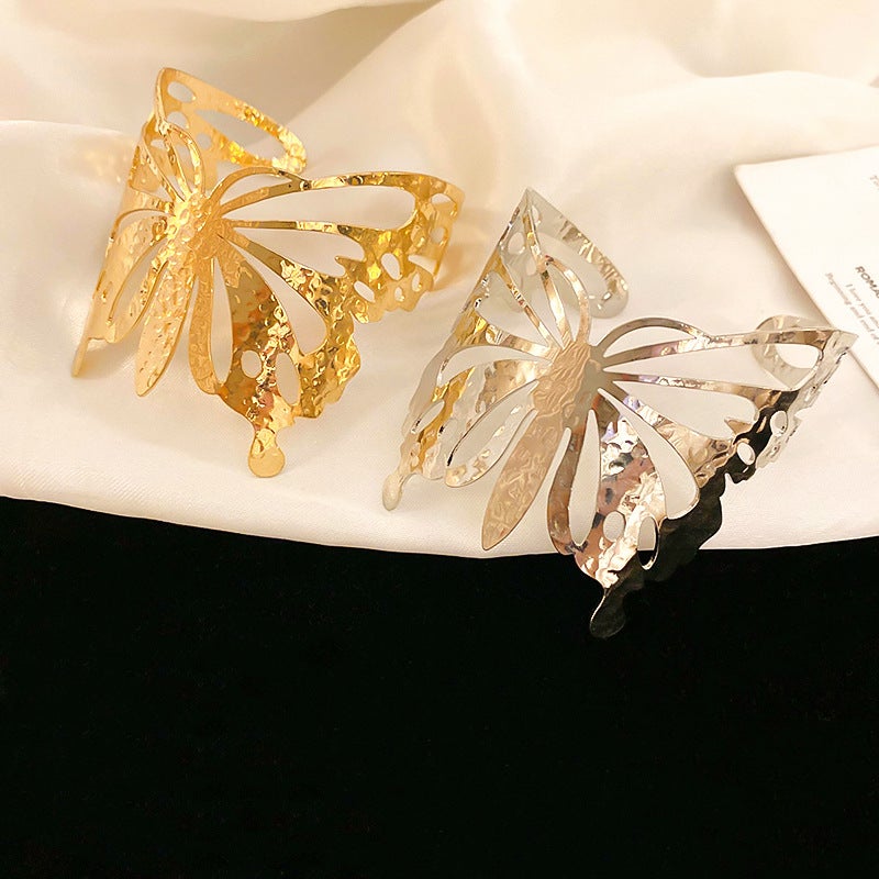 High-Grade Heavy Metal Butterfly Hollow Open Bracelet Arm Ring Personality Exaggerated Temperament Niche Jewelry Women - Image 5